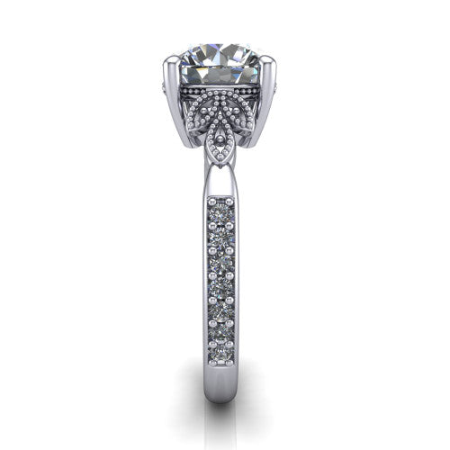 Lora Round Shape Solitaire Engagement Ring in 14K White Gold