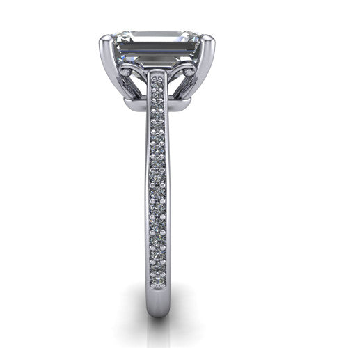 Amelia Emerald Shape Solitaire Engagement Ring in 14K White Gold