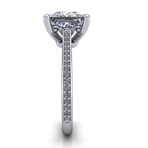 Amelia Princess Shape Solitaire Engagement Ring in 14K White Gold