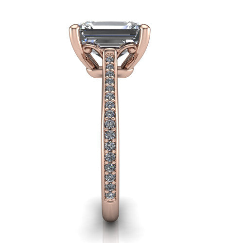 Amelia Emerald Shape Solitaire Engagement Ring in 14K Rose Gold