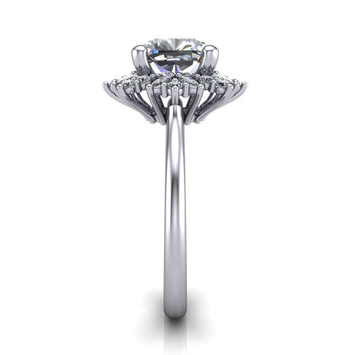 Zoe Cushion Shape Halo Engagement Ring in 18K White Gold