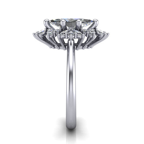 Zoe Marquise Shape Halo Engagement Ring in 14K White Gold