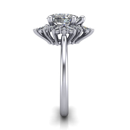 Zoe Pear Shape Halo Engagement Ring in 18K White Gold