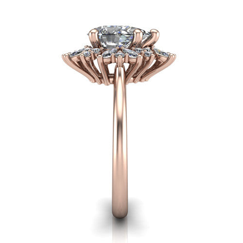 Zoe Pear Shape Halo Engagement Ring in 14K Rose Gold