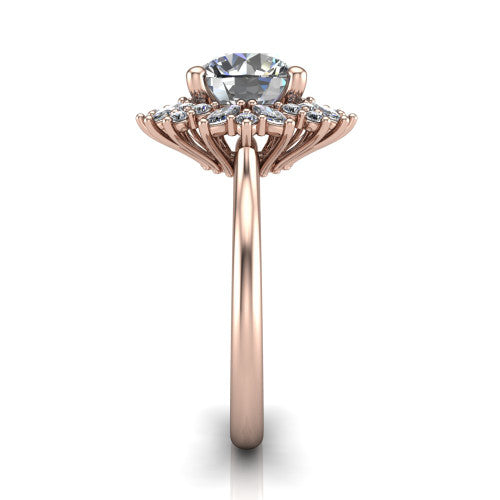 Zoe Round Shape Halo Engagement Ring in 14K Rose Gold