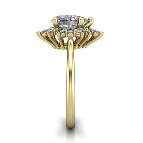 Zoe Pear Shape Halo Engagement Ring in 14K Yellow Gold
