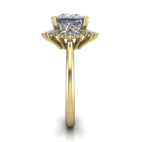 Zoe Princess Shape Halo Engagement Ring in 14K Yellow Gold