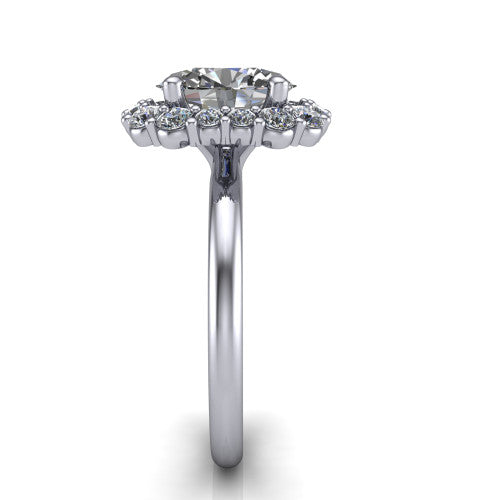 Aaliyah Oval Shape Halo Engagement Ring in Platinum