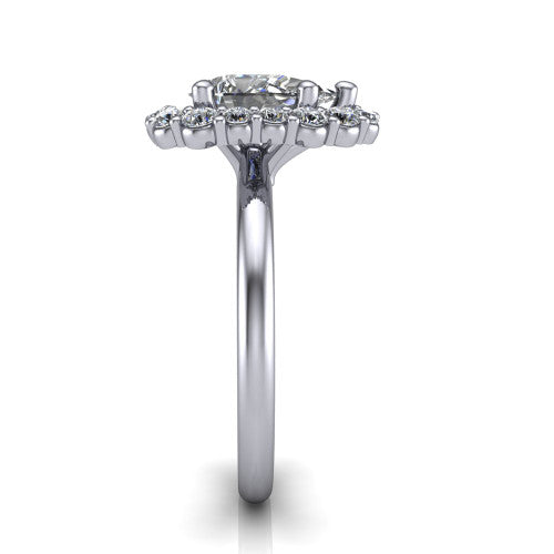 Aaliyah Pear Shape Halo Engagement Ring in 14K White Gold