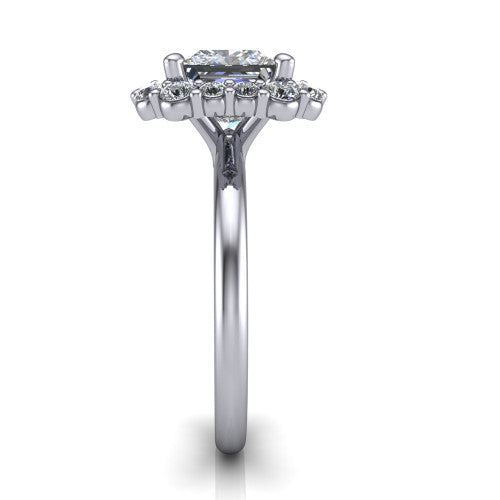 Aaliyah Princess Shape Halo Engagement Ring in 18K White Gold