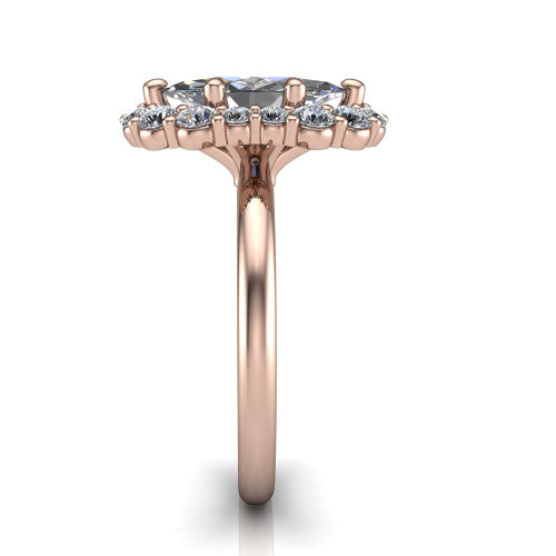 Aaliyah Marquise Shape Halo Engagement Ring in 18K Rose Gold