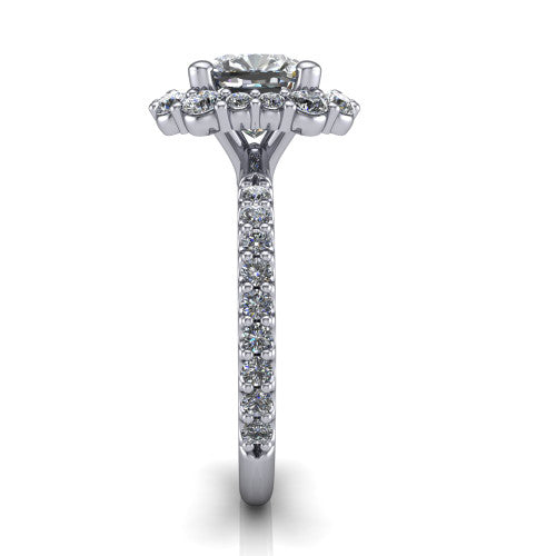 Brooklyn Cushion Shape Halo Engagement Ring in 18K White Gold