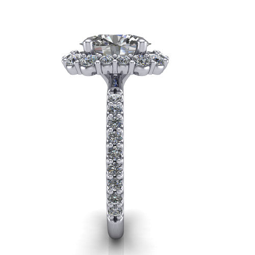 Brooklyn Oval Shape Halo Engagement Ring in 18K White Gold