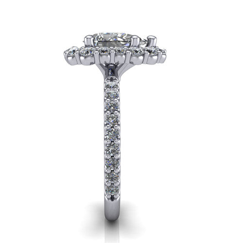 Brooklyn Pear Shape Halo Engagement Ring in 18K White Gold
