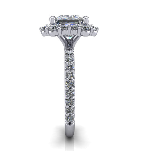 Brooklyn Princess Shape Halo Engagement Ring in Platinum