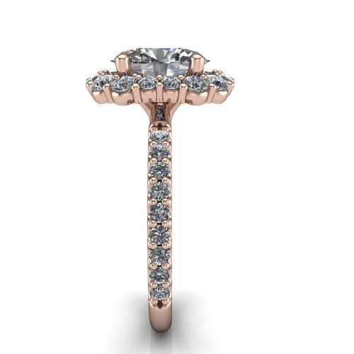Brooklyn Oval Shape Halo Engagement Ring in 18K Rose Gold