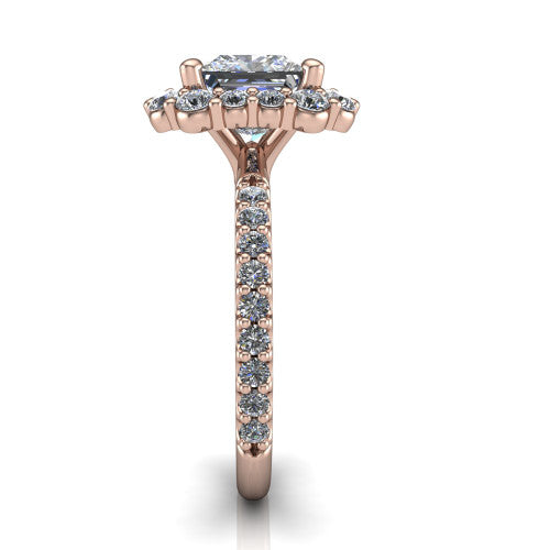 Brooklyn Princess Shape Halo Engagement Ring in 14K Rose Gold