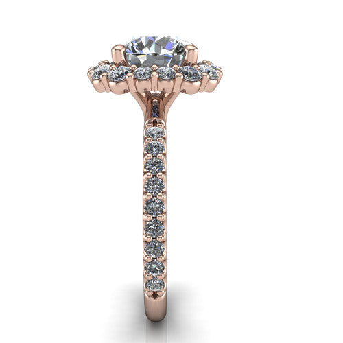 Brooklyn Round Shape Halo Engagement Ring in 18K Rose Gold