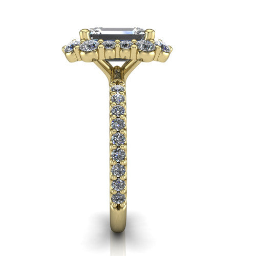 Brooklyn Emerald Shape Halo Engagement Ring in 14K Yellow Gold