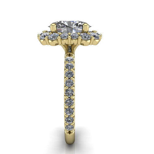 Brooklyn Oval Shape Halo Engagement Ring in 18K Yellow Gold