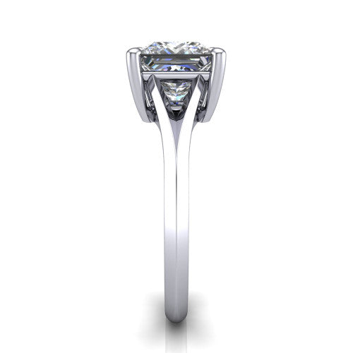 Grace Princess Shape Classic Engagement Ring in 14K White Gold