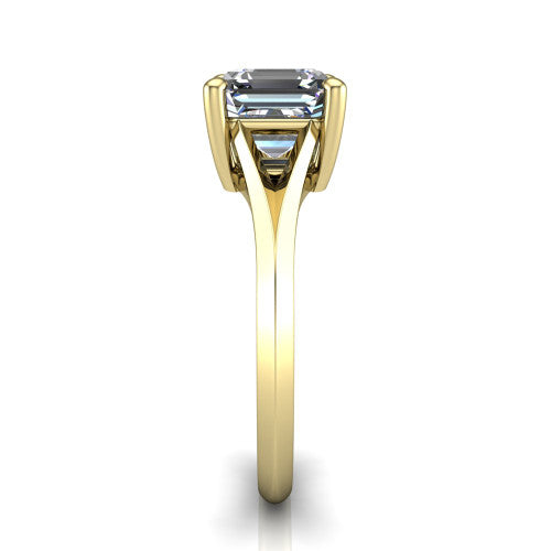 Grace Square Emerald Shape Classic Engagement Ring in 18K Yellow Gold