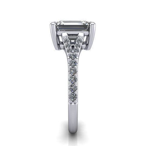 Sophia Emerald Shape Classic Engagement Ring in Platinum