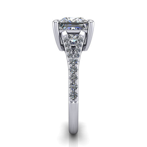Sophia Princess Shape Classic Engagement Ring in 18K White Gold