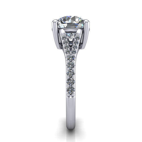 Sophia Round Shape Classic Engagement Ring in 14K White Gold