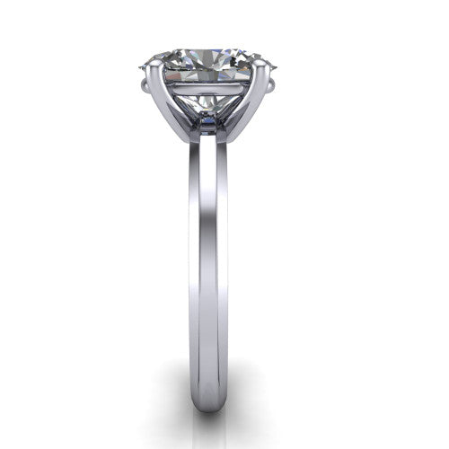 Ellie oval classic solitaire engagement ring in Platinum, side profile showing the substantial knife-edge band and the open basket beneath the oval center