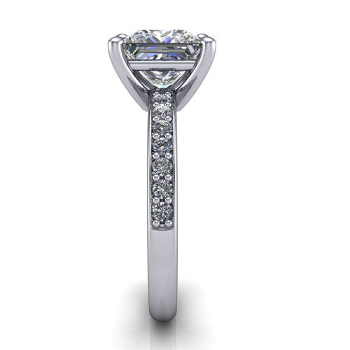 Evelyn Princess Shape Classic Engagement Ring in 18K White Gold