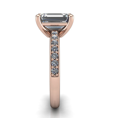 Evelyn Emerald Shape Classic Engagement Ring in 14K Rose Gold