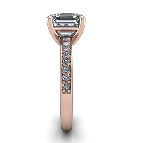 Evelyn Square Emerald Shape Classic Engagement Ring in 14K Rose Gold