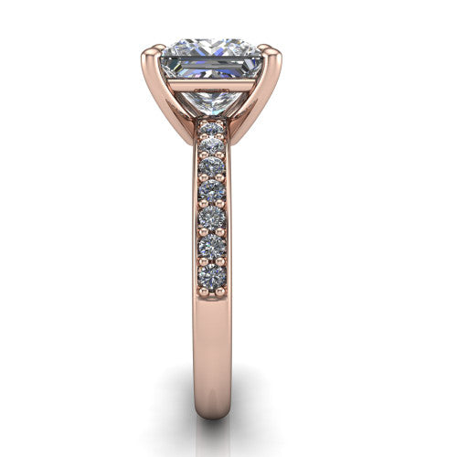 Evelyn Princess Shape Classic Engagement Ring in 18K Rose Gold