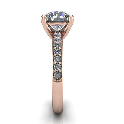 Evelyn Round Shape Classic Engagement Ring in 18K Rose Gold