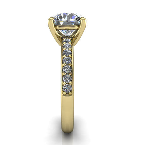 Evelyn Round Shape Classic Engagement Ring in 14K Yellow Gold
