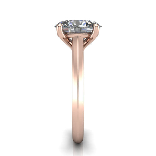 Gianna oval classic solitaire engagement ring in 18K Rose Gold, side profile showing the plain polished knife-edge band and the open basket beneath the oval center