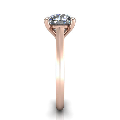Gianna round classic solitaire engagement ring in 14K Rose Gold, side profile showing the plain polished knife-edge band and the open basket beneath the round center