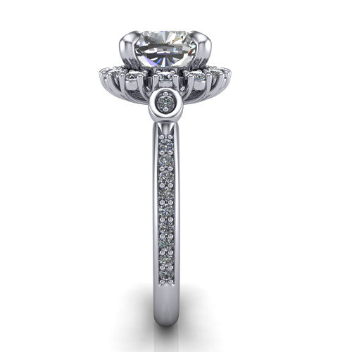 Victoria Cushion Shape Halo Engagement Ring in 14K White Gold