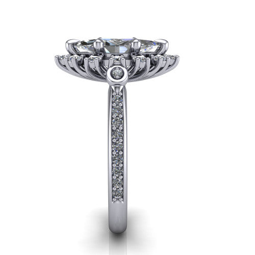 Victoria Marquise Shape Halo Engagement Ring in 18K White Gold