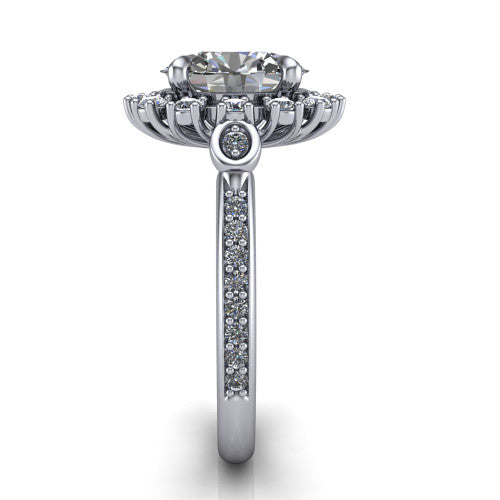 Victoria Oval Shape Halo Engagement Ring in 14K White Gold
