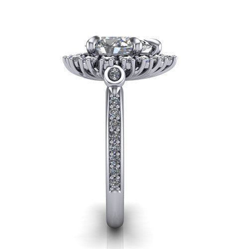 Victoria Pear Shape Halo Engagement Ring in 18K White Gold
