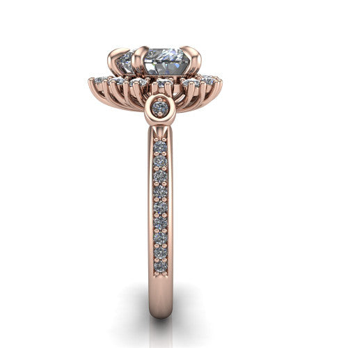 Victoria Heart Shape Halo Engagement Ring in 18K Rose Gold