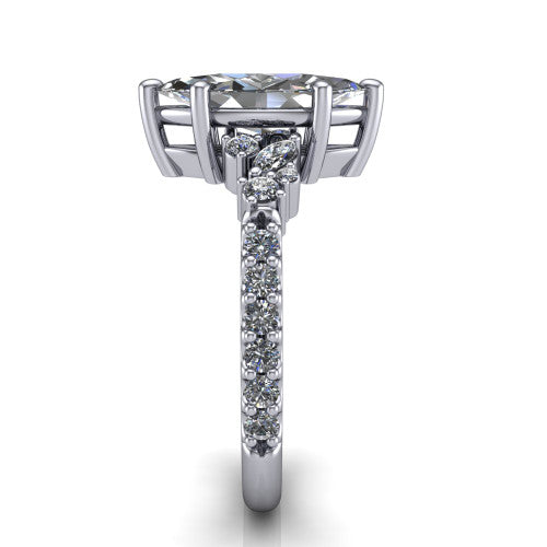 Willow Marquise Shape Classic Engagement Ring in 18K White Gold