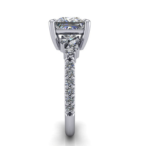 Willow Princess Shape Classic Engagement Ring in 18K White Gold