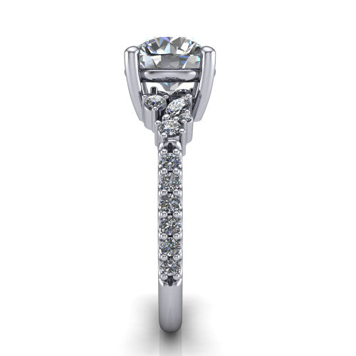 Willow Round Shape Classic Engagement Ring in Platinum