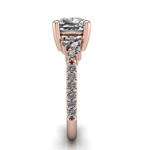 Willow Cushion Shape Classic Engagement Ring in 14K Rose Gold