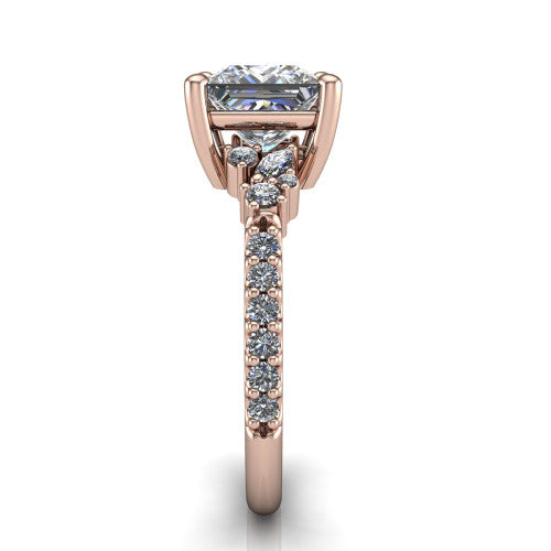 Willow Princess Shape Classic Engagement Ring in 14K Rose Gold