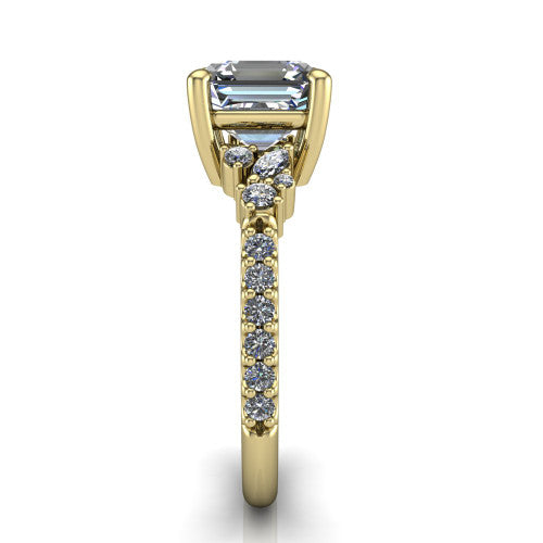 Willow Square Emerald Shape Classic Engagement Ring in 14K Yellow Gold