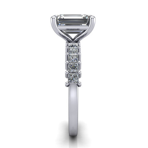 Maya Emerald Shape Classic Engagement Ring in 18K White Gold